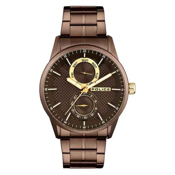 Police Quartz Multifunction Golden Dial Metal Strap Watch for Men - image number 0