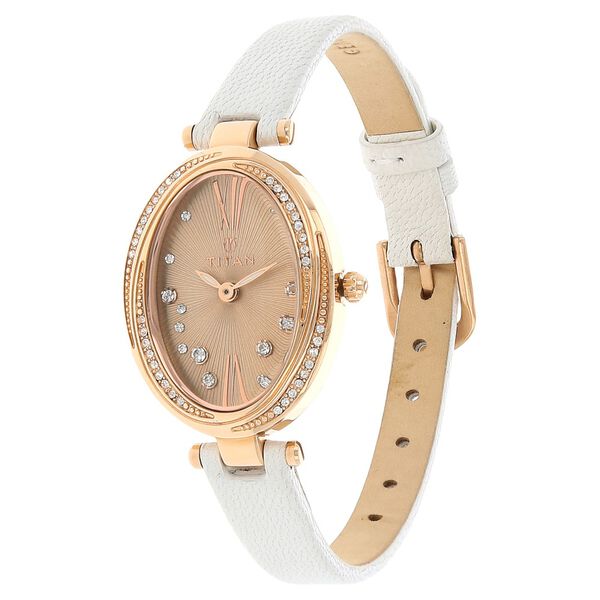 Titan Quartz Analog Rose Gold Dial Leather Strap Watch for Women - image number 1