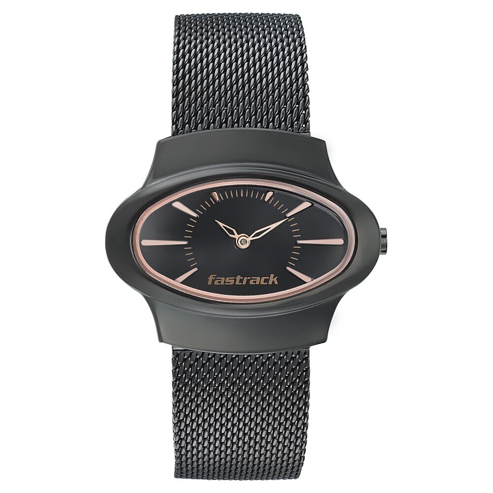 Buy Online Fastrack Hitlist Quartz Analog Black Dial Stainless Steel Strap Watch for Girls ns6004nm01 Titan