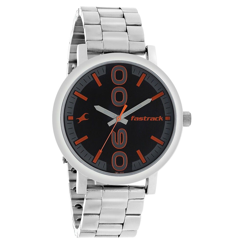 Buy Online Fastrack Bold Quartz Analog Black Dial Stainless Steel