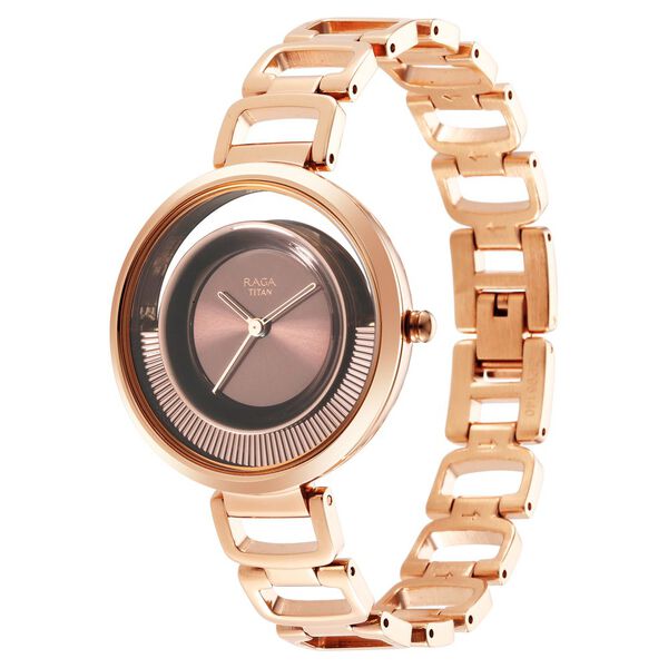 Titan Raga Moments of Joy Brown Dial Analog Metal Strap Watch for Women - image number 2