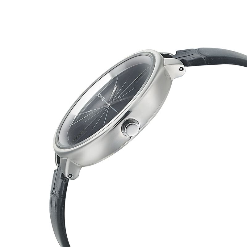 Sonata Quartz Analog Black Dial Leather Strap Watch for Women - image number 2