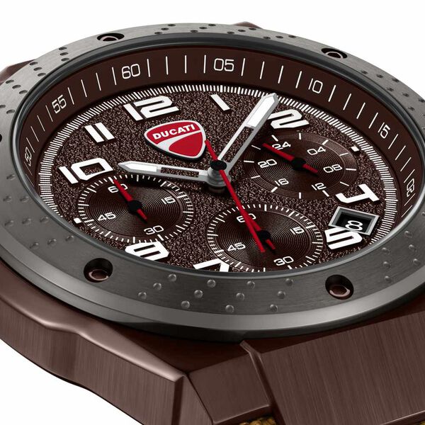 Ducati Quartz Chronograph Brown Dial Black Silicone Strap Watch For Men - image number 3