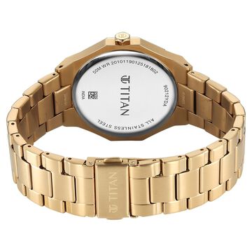 Titan Regalia Dodecagon Quartz Analog with Date Black Dial Golden Stainless Steel Strap Watch For Men