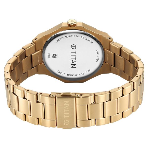Titan Regalia Dodecagon Quartz Analog with Date Black Dial Golden Stainless Steel Strap Watch For Men - image number 6