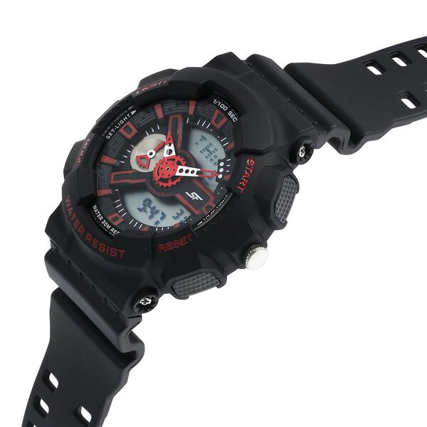 SF Dreamer Series Quartz Digital Analog Digital Black Round Round Shaped Dial Black Plastic Strap Watch For Men - image number 2