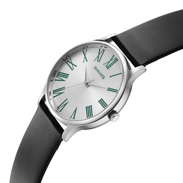 Sonata Aspire Quartz Analog Silver Dial Leather Strap Watch for Men - image number 1