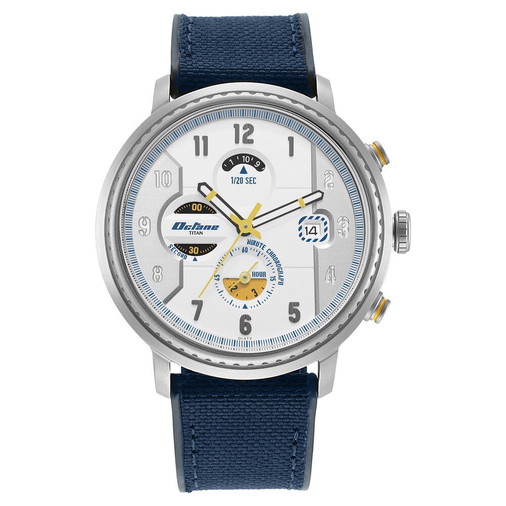 Buy Online Titan Octane Aerobatics Silver Dial Chronograph Nylon Strap watch for Men 1857sp01 Titan