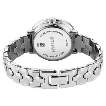 Titan Workwear Quartz Analog Maroon Dial Silver Colour Metal Strap Watch For Women
