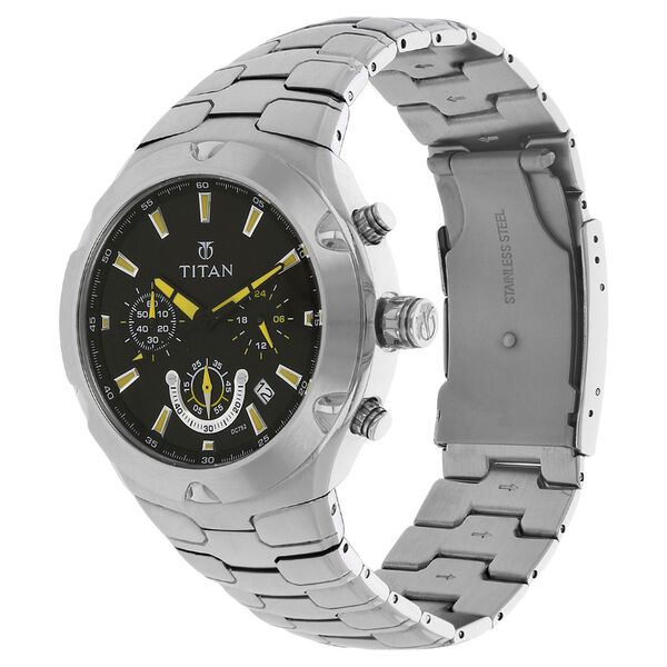 Titan Quartz Chronograph Black Dial Stainless Steel Strap Watch for Men - image number 1