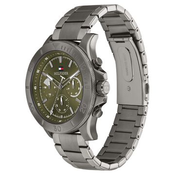 Tommy Hilfiger Quartz Multifunction Green Dial Grey Stainless Steel Strap Watch for Men