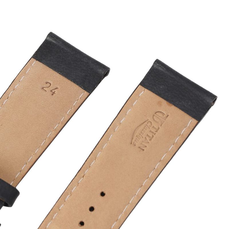 24 mm Black Genuine Leather Straps for Men - image number 4