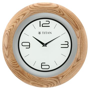 Titan Wooden Brown Wall Clock with Glass Dial - 31.8 cm x 31.8 cm (Medium)
