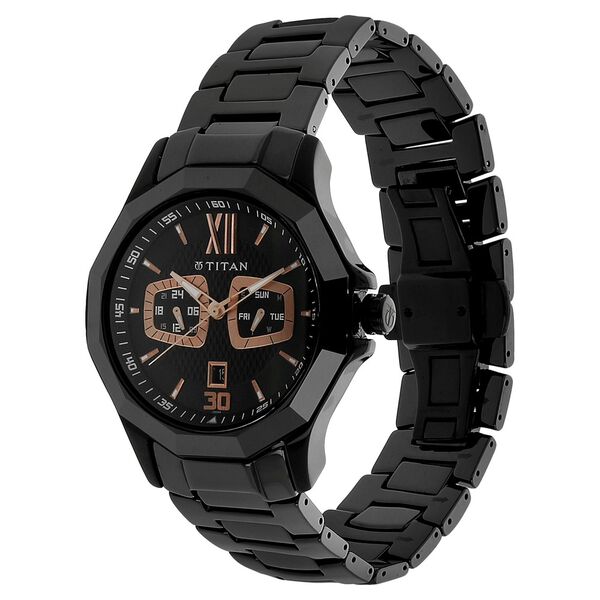 Titan Analog Black Dial Steel and Ceramic Strap watch for Men - image number 1
