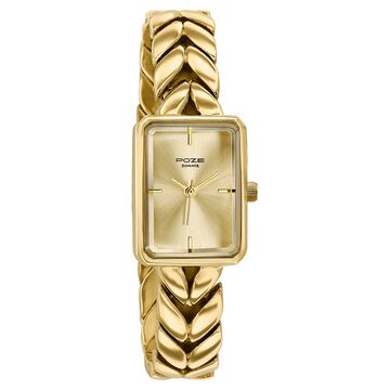 Poze By Sonata Quartz Analog Golden Dial Gold Metal Strap Watch For Women