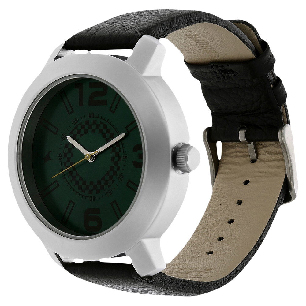 Buy Online Fastrack Quartz Analog Green Dial Leather Strap Watch for Guys nk3120sl03 Titan