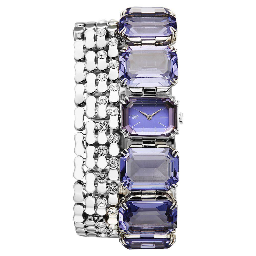 Titan Raga Cocktails Quartz Analog Blue Dial Stainless Steel Strap Watch For Women-image-5