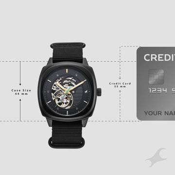 Fastrack Automatics Collection Black Dial Black Stainless Steel Strap Watch For Guys