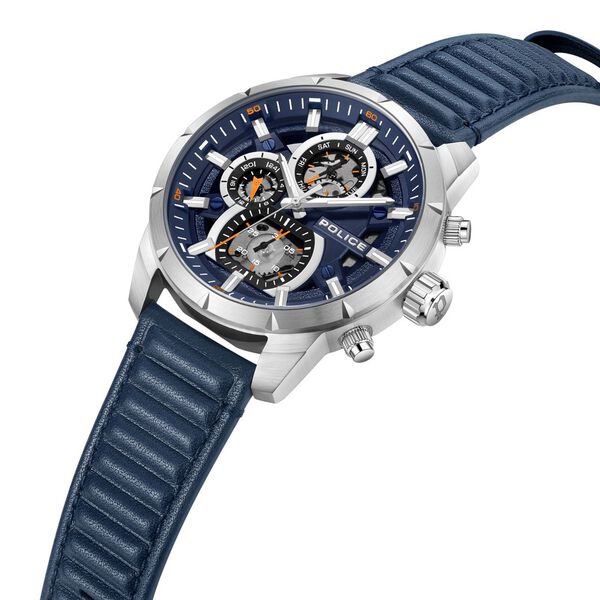 Police Quartz Multifunction Blue Leather Strap for Men - image number 1