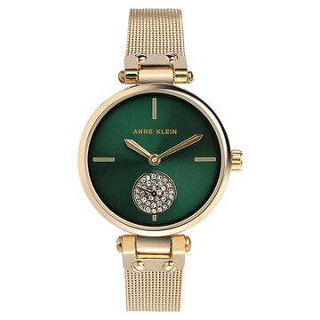 Anne Klein Quartz Analog Green Dial Rose Gold Metal Strap Watch For Women