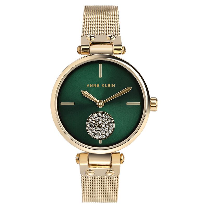 Buy Online Anne Klein Quartz Analog Green Dial Metal Strap Watch for Women  - neak3000gngb