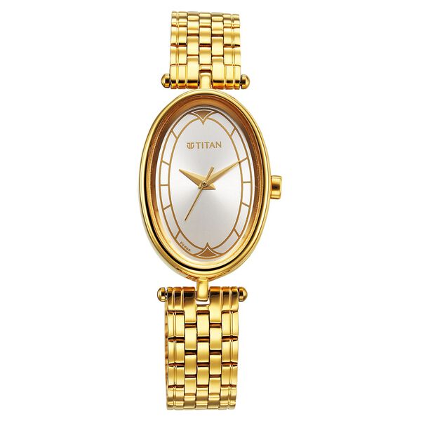 Titan Karishma Quartz Analog Silver Dial Golden Stainless Steel Strap Watch For Women - image number 0