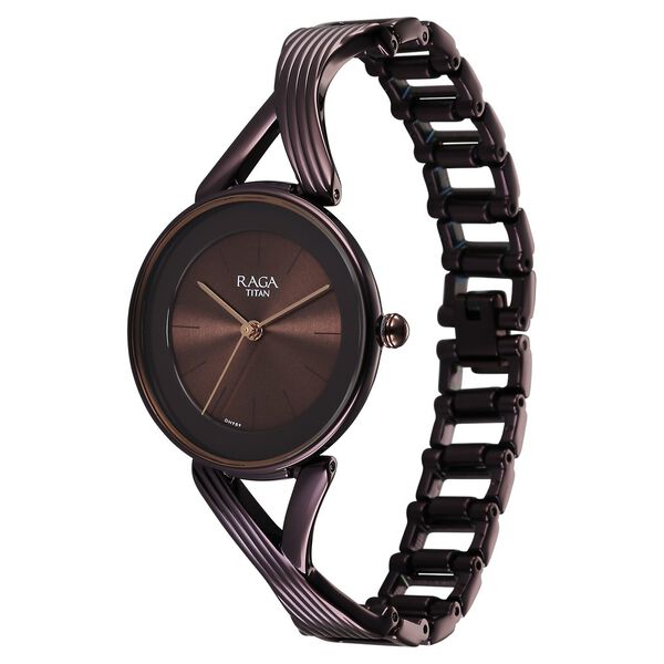 Titan Raga Chic Quartz Analog Brown Dial Metal Strap Watch for Women - image number 3