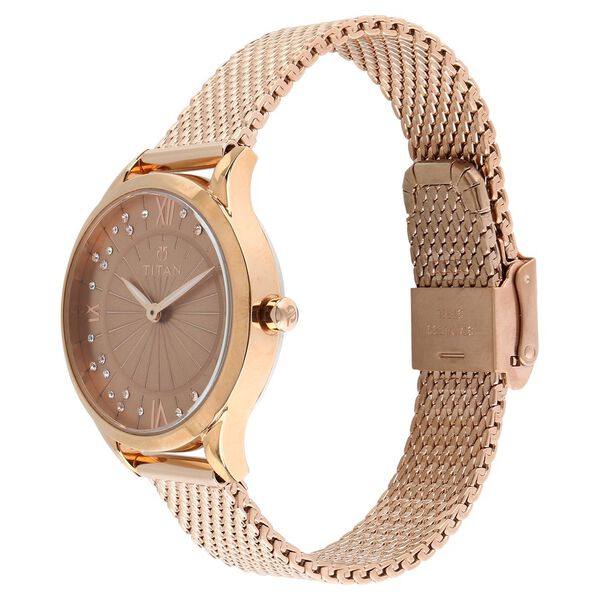 Titan Quartz Analog Rose Gold Dial Stainless Steel Strap Watch for Women - image number 1