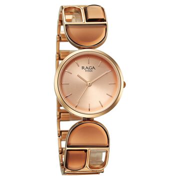 Titan Raga Afterglow Quartz Analog Rose Gold Dial Rose Gold Metal Strap Watch For Women