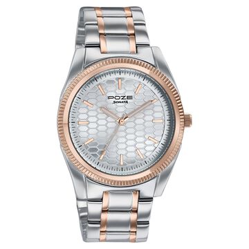 Poze By Sonata Quartz Analog Silver Dial Two Toned Metal Strap Watch For Men