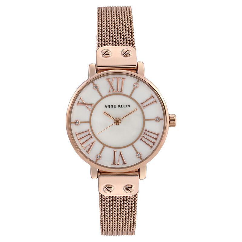 Anne Klein Quartz Analog Mother of Pearl Dial Metal Strap Watch for Women