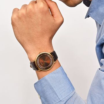 Titan Nebula Art Deco 18k Gold Analog Watch for Men 