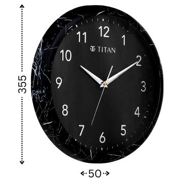 Titan Black Marble Dial Wall Clock with 3D Project Numerals & Silent Sweep - 35.5 cm x 35.5 cm x 5 cm (Medium)