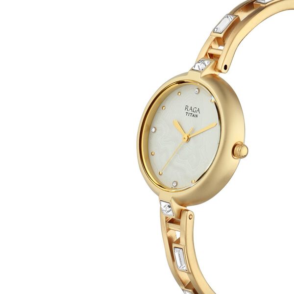 Titan Raga I Am White Dial Women Watch With Metal Strap - image number 1
