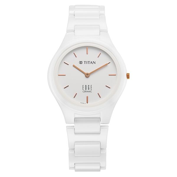 Titan Edge Ceramic Quartz in Arctic White Dial Watch for Women - image number 0