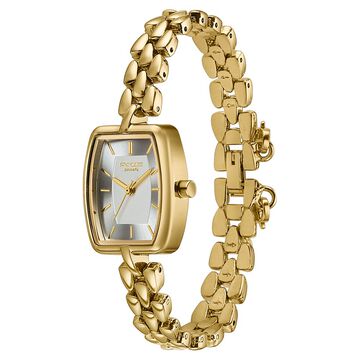Poze Poze Quartz Analog White Dial Golden Metal Strap Watch For Women