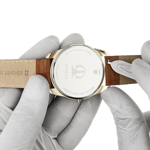 22 mm Tan Genuine Leather Strap for Men - image number 6