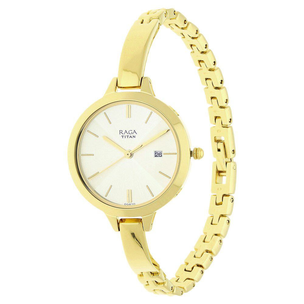 Buy Online Titan Raga Viva Champagne Dial Analog with Date Strap