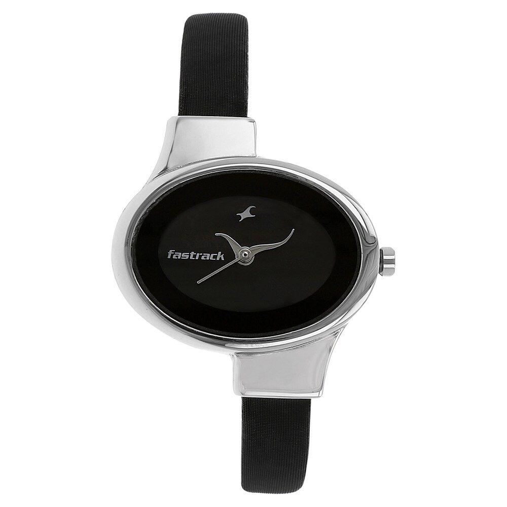 Buy Online Fastrack Quartz Analog Black Dial Leather Strap Watch for Girls ns6015sl02 Titan