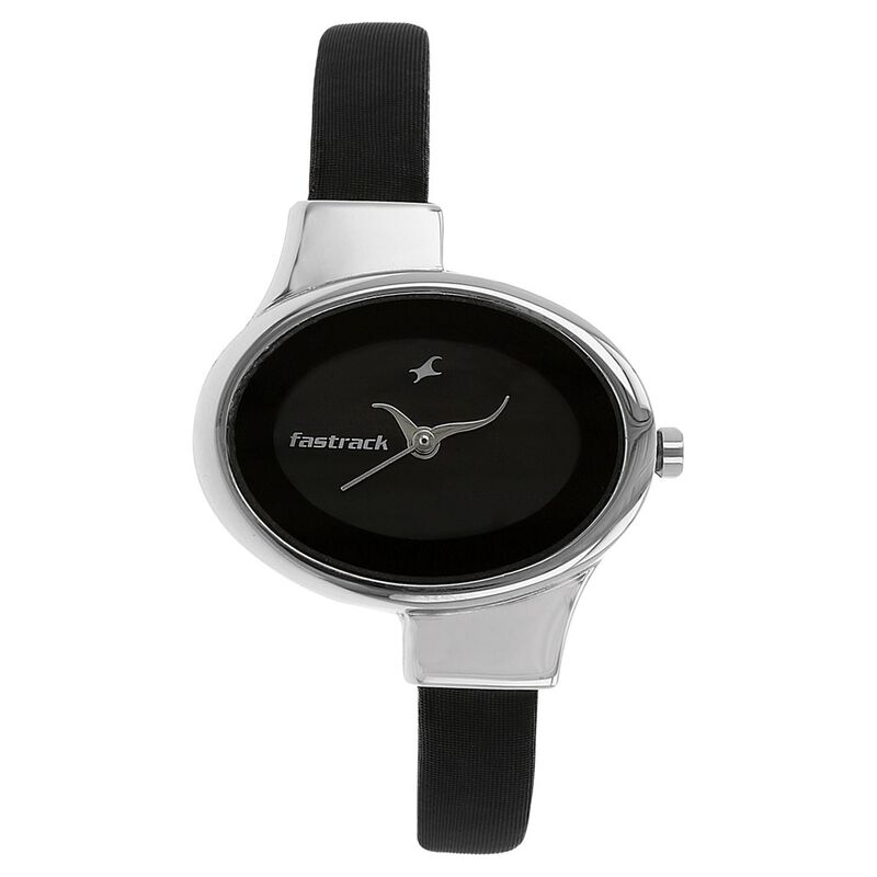 Fastrack Quartz Analog Black Dial Leather Strap Watch for Girls