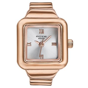 Sonata Poze Quartz Analog Silver Dial Rose Gold Colour Metal Strap Watch For Women