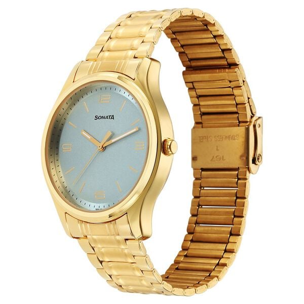 Sonata Traditional Essentials Quartz Analog Blue Dial Stainless Steel Strap Watch for Men - image number 1