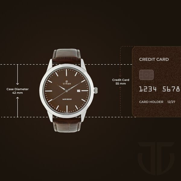 Titan Quartz Analog with Date Brown Dial Leather Strap Watch for Men - image number 2