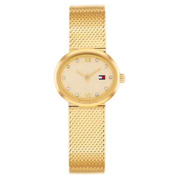 Tommy Hilfiger Quartz Analog Champagne Dial Golden Stainless Steel Strap Watch For Women