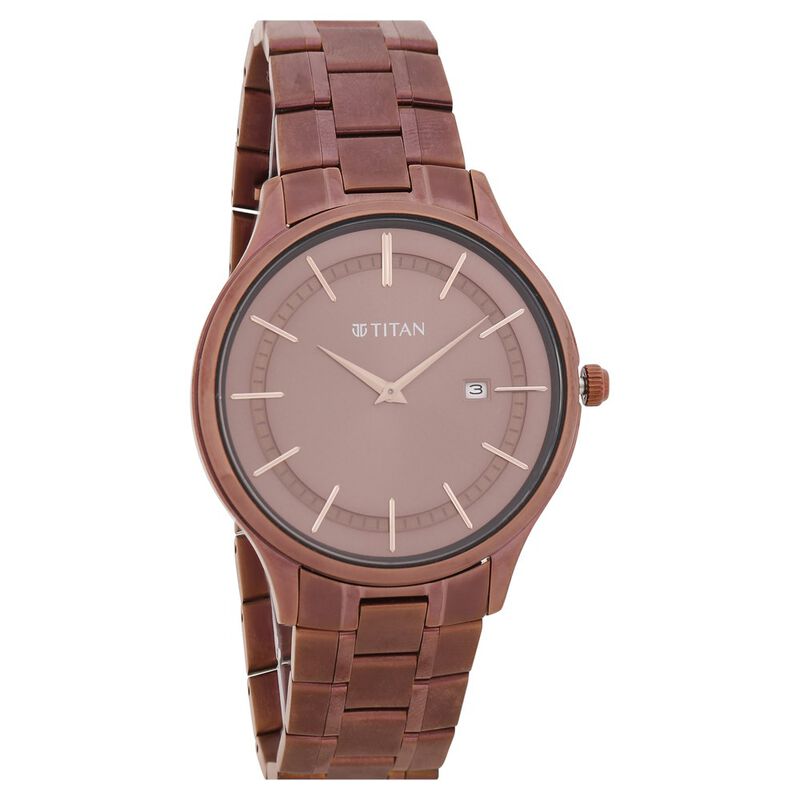 Buy Online Titan Classique Slimline Brown Dial Analog with Day and Date ...