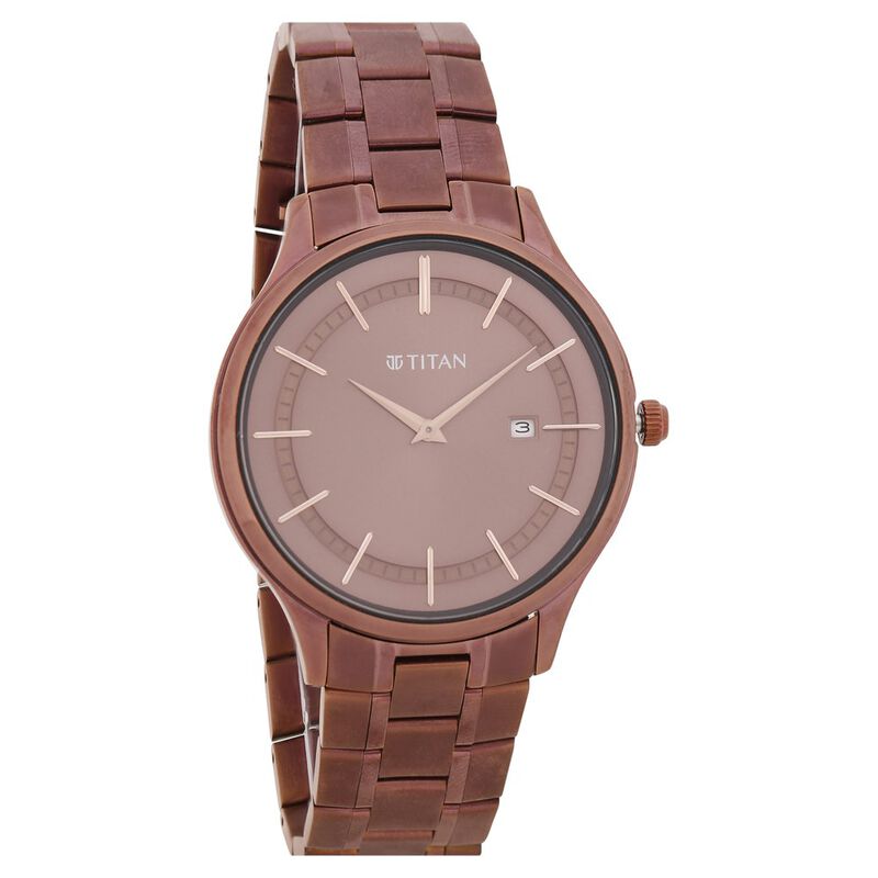 Titan Classique Slimline Brown Dial Analog with Day and Date Stainless Steel Strap Watch for Men - image number 0