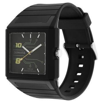 SF Quartz Analog Black Dial Plastic Strap Watch for Men