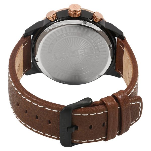 Police Quartz Chronograph Silver Dial Leather Strap Watch for Men - image number 3