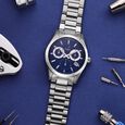 Xylys Swiss Multifunction Silver Stainless Steel Strap Blue Dial Watch For Men - image number 0