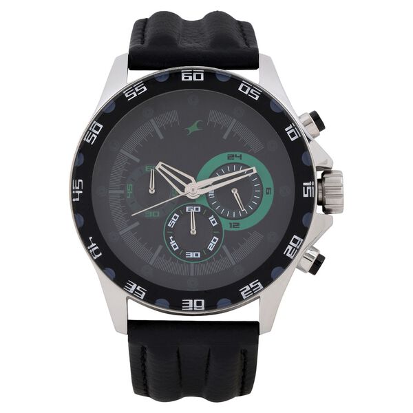 Fastrack Quartz Chronograph Grey Dial Leather Strap Watch for Guys - image number 0